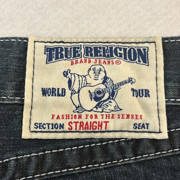 True Religion Classic Denim Straight Distressed Jeans style # MDE859Z05 - Picture 3 of 14